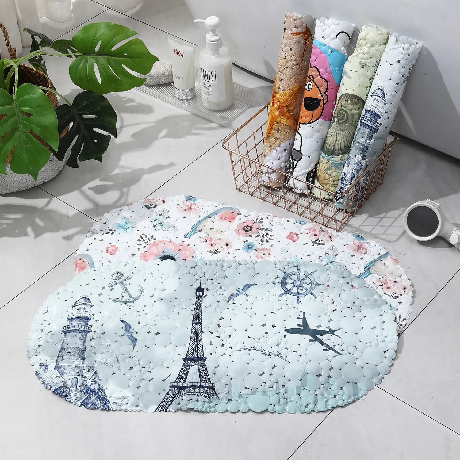 Simpatico cartone animato stella marina tappetino da bagno antiscivolo tappetino da doccia antiscivolo in PVC tappetini da bagno con Multi ventosa Soft Pad tappeto per anziani per bambini