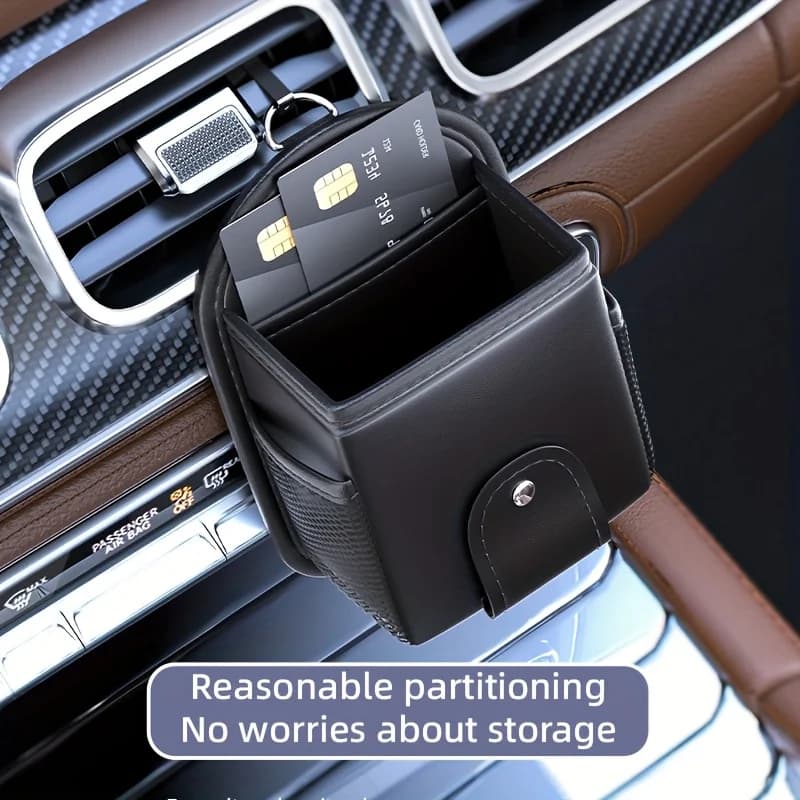 Porta telefono e custodia per presa d'aria per auto in pelle PU da 1 pezzo - Organizzatore per interni auto con porta occhiali alla moda,