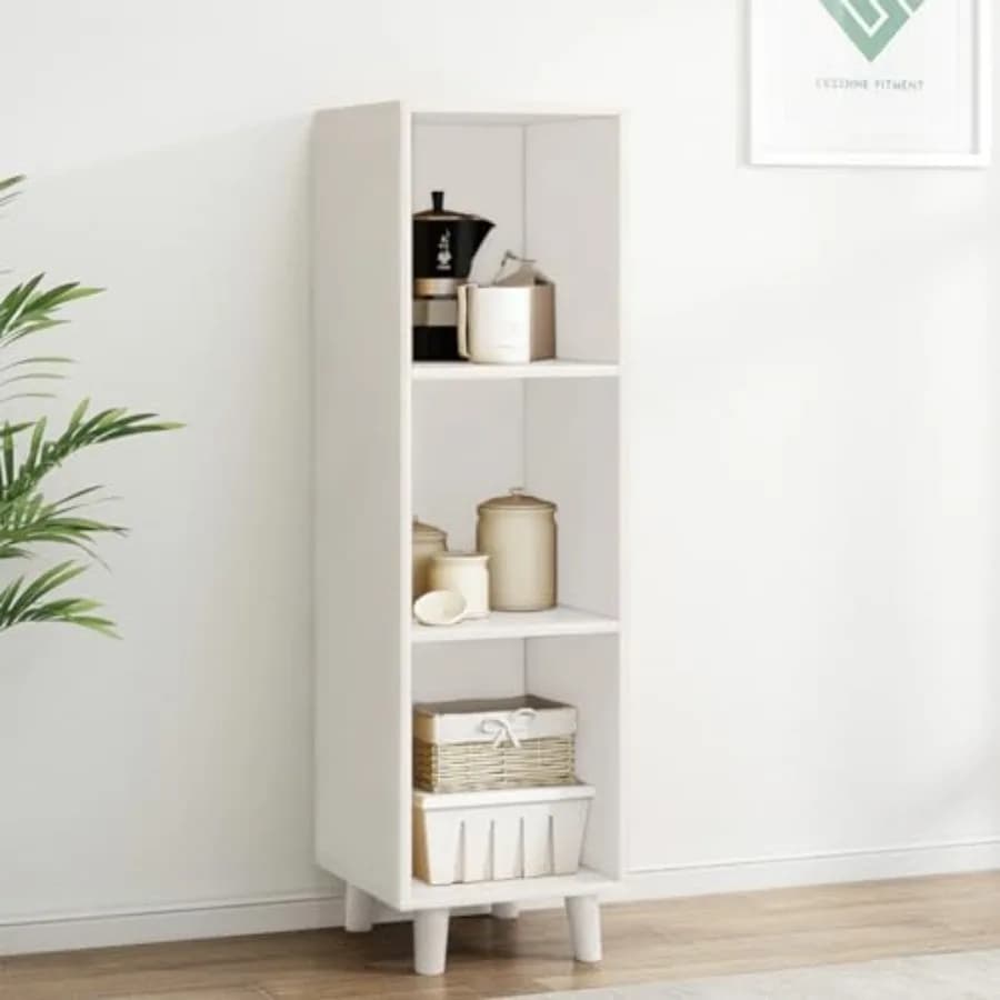 Libreria Bassa a Cubo Aperto - Mobile Contenitore Espositivo Autoportante con Gambe per Ufficio Domestico, Scaffale Aperto, Libreria Corta