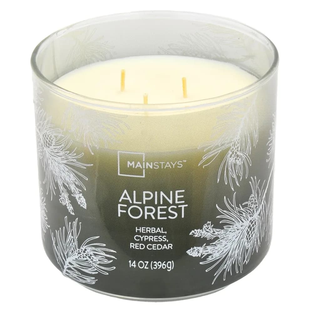 14 oz Ombre Wrapped Scented Candle 3 Wick with Alpine Forest Fragrance for Home Aromatherapy Decor