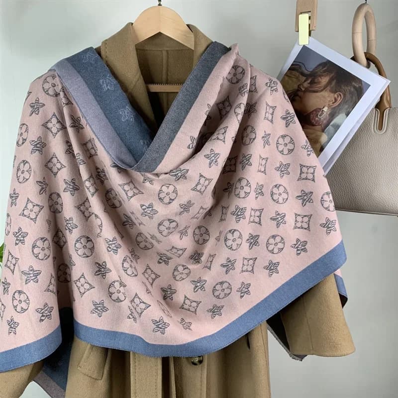 New Double Face Imitation Cashmere Versatile Lucky Grass Winter Scarf Internet Celebrity Women's Hot Slide Double Purpose
