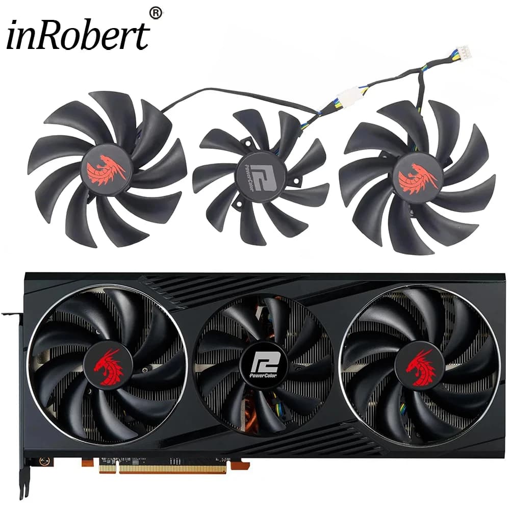 RX6800 Video sheet Cooling fan for PowerColor RX 6800 RX6800 XT RED DRAGON graphics card fan Housing with light
