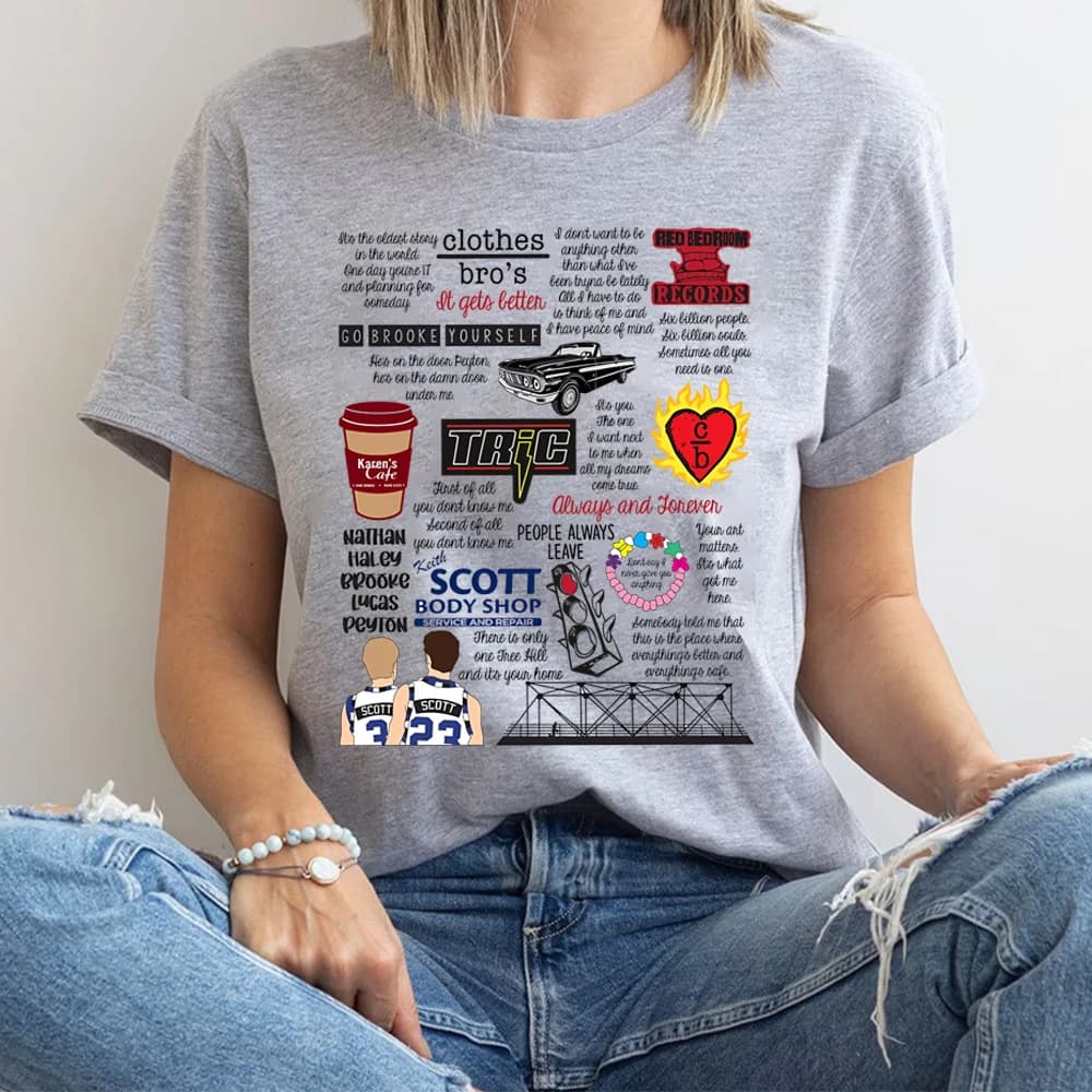 OTH Collage T-shirt OTH Camicia Keith Scott Body Shop Tee Nathan Scott Camicia Pop Culture Tee Unisex Maniche corte Girocollo Top