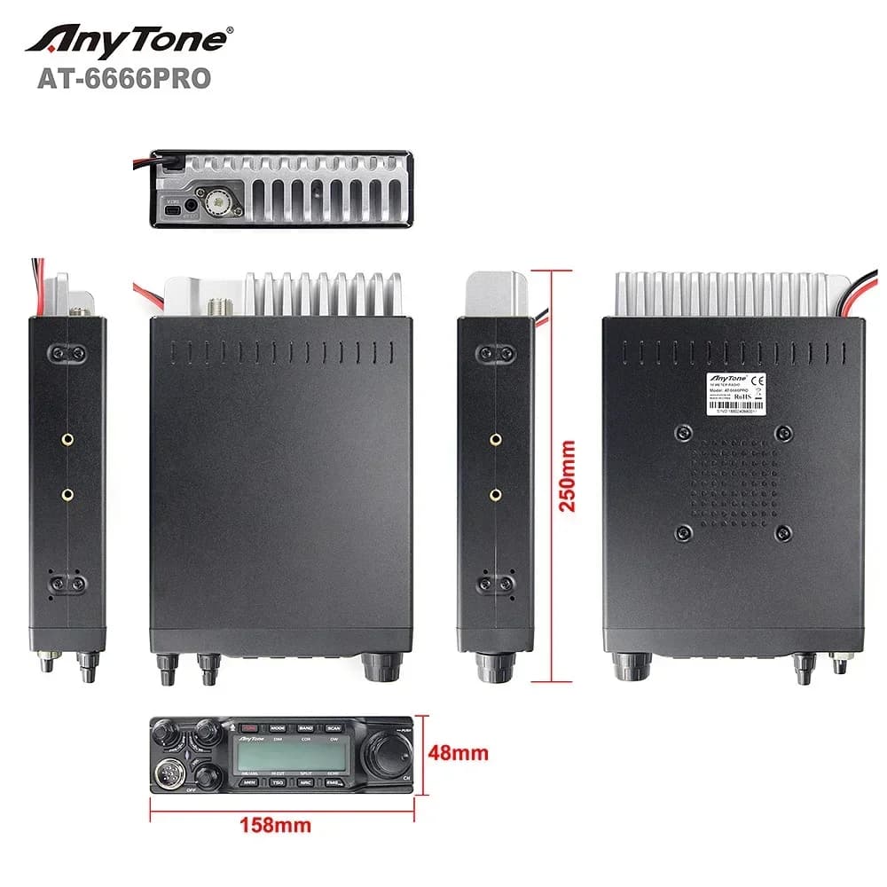 2024 AnyTone AT-6666PRO Ricetrasmettitore Veicolare SSB da 80 Watt, Radio ad Alta Potenza