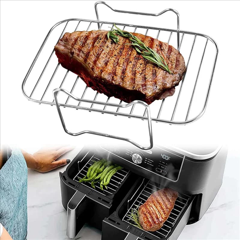 2X Air Fryer Rack for Double Sached Air Fryers, Air Fryer Dishydrator Grid Ninja Foodi DZ201 DZ401