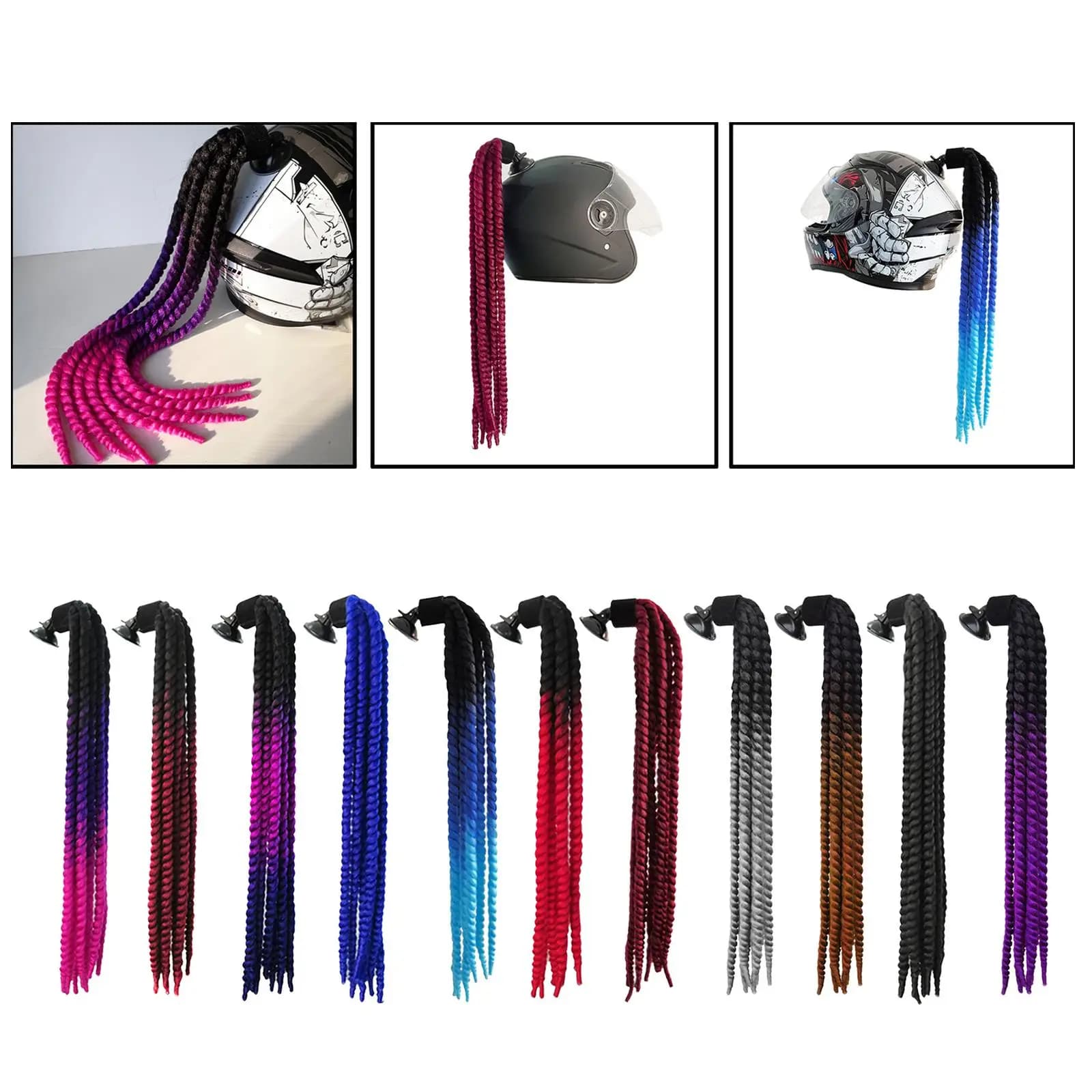Helmet braces Horsetail Hair wig for motorcycle Motor Bike 60 cm