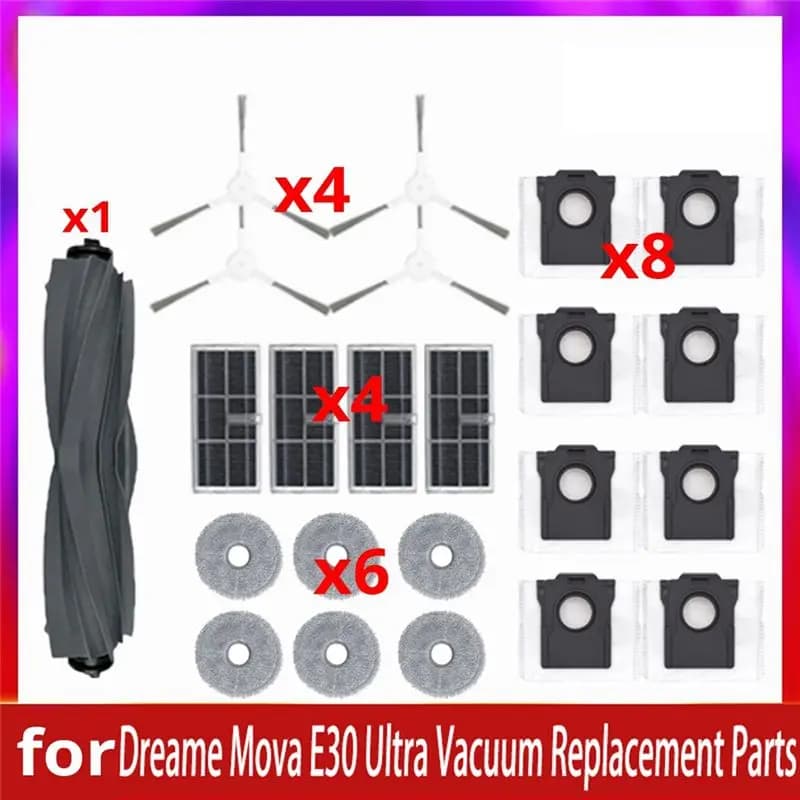 For Dreame E30 Ultra Robot Vacuum Cleaner Sweeper Accessories Main Roller Side Brush Filter Mop Cloth Dust Bag