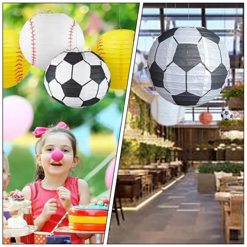 6 lanterne di carta a forma di pallone da calcio, decorazioni per feste sportive, lanterne da appendere per festival, decorazioni sportive creative