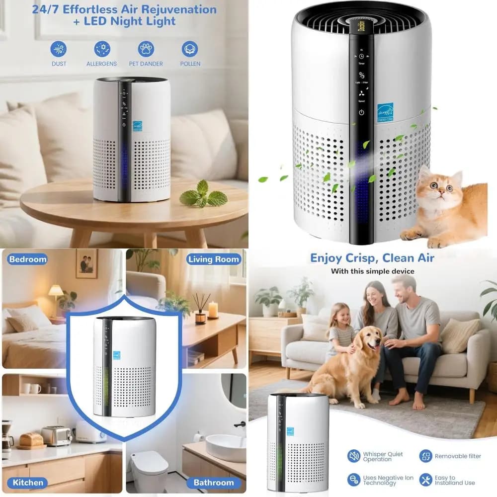 Purificatore d'aria a carbone attivo per odori di animali domestici, lettiera, cucina e bagno - Compatto e silenzioso