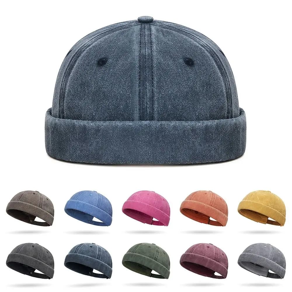 New Hip Hop Beanies Hats Brimless Cotton Street Hat Adjustable Solid Color Landlord Hat Women