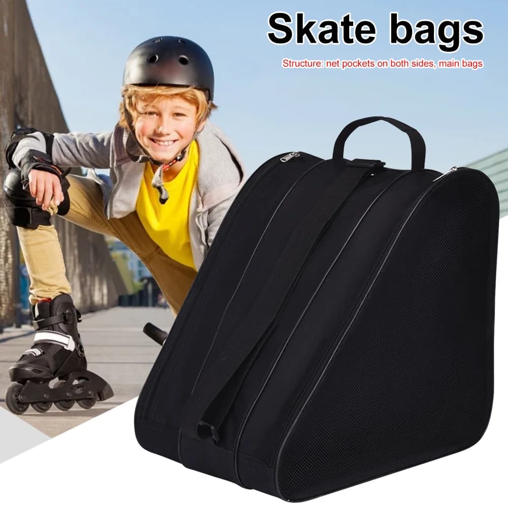 Borsa per Pattinaggio Artistico per Bambini, Traspirante e Rinforzata, con Tasche Laterali in Rete, Borsa Porta Pattini a Spalla Singola/Mano