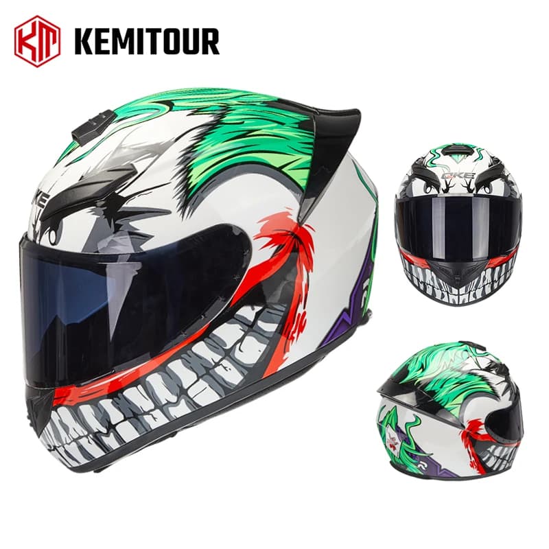 Casco da moto KEMITOUR Casco integrale da corsa per motocross Caschi da moto per adulti per clown da equitazione da turismo su strada