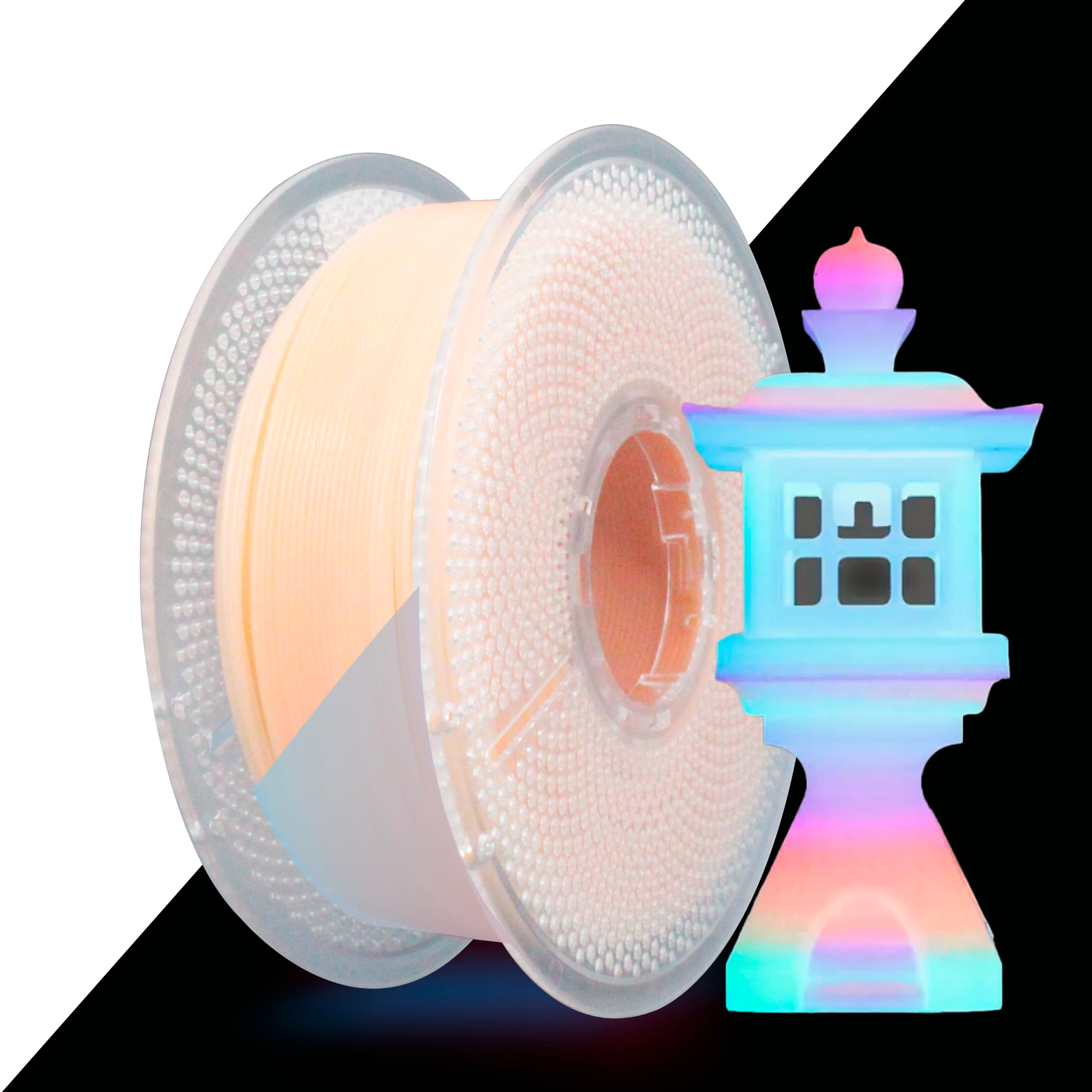 3D printing thread with 1 kg PLA night light, 1,75 mm +/- 0.03 mm, 1 kg roll (2,2 lbs), rainbow gradient with night light suitable for pri 3D