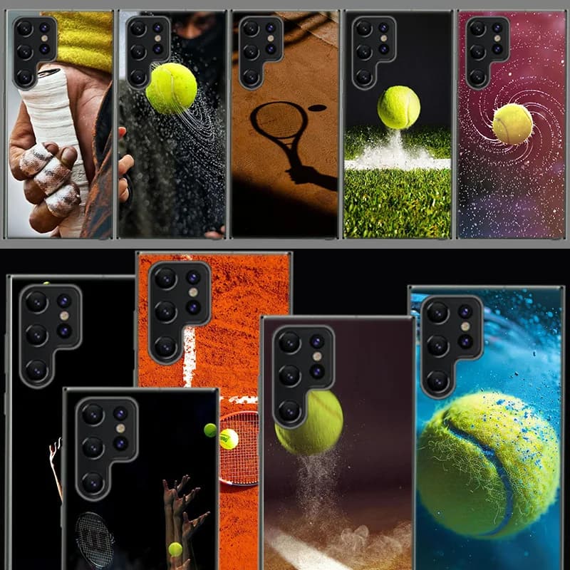 Tennis Racket Tennis Ball Capa Phone Case For Samsung S26 Ultra S25 Edge Galaxy S23 S21 S20 S24 FE S22 S10 Plus Cover Clear TPU
