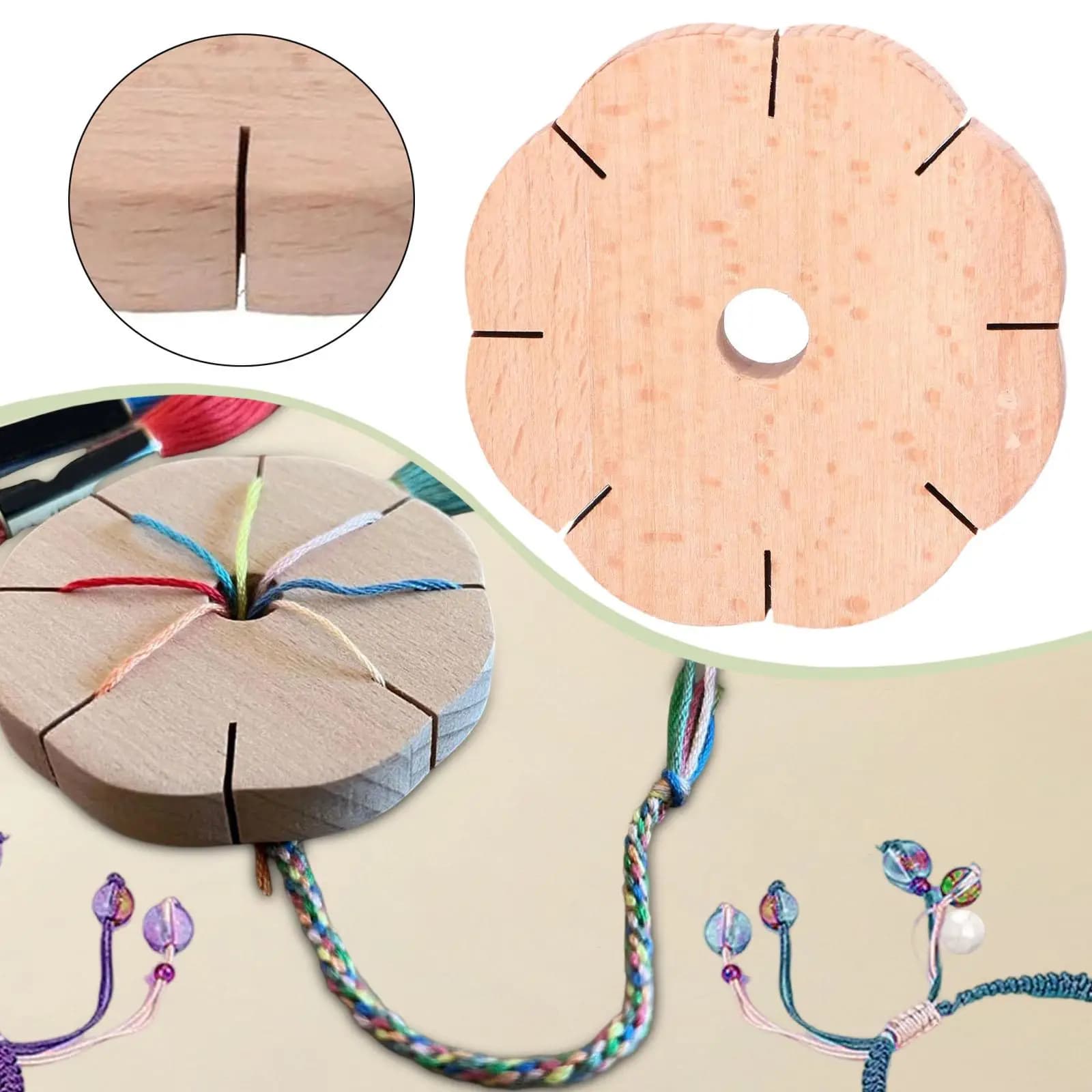 Wooden Kumihimo Disk Bracelet Weaving Loom Beading Board for DIY Jewelry Craft and Braid Projects