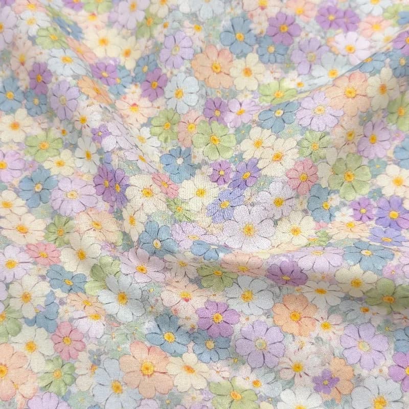 L100cm X W110cm Vintage Small Floral Print Pure Cotton Fabric Handmade DIY Dress Curtain Tablecloth Material Breathable Textile