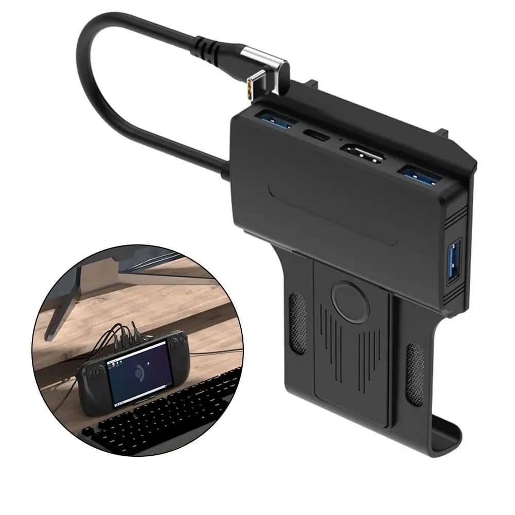 For Steam Deck Docking Station 5 in 1 Dock Holder Hub SteamDeck C 4K @ 60Hz USB charging Accessories Compatible with HDMI U6E2