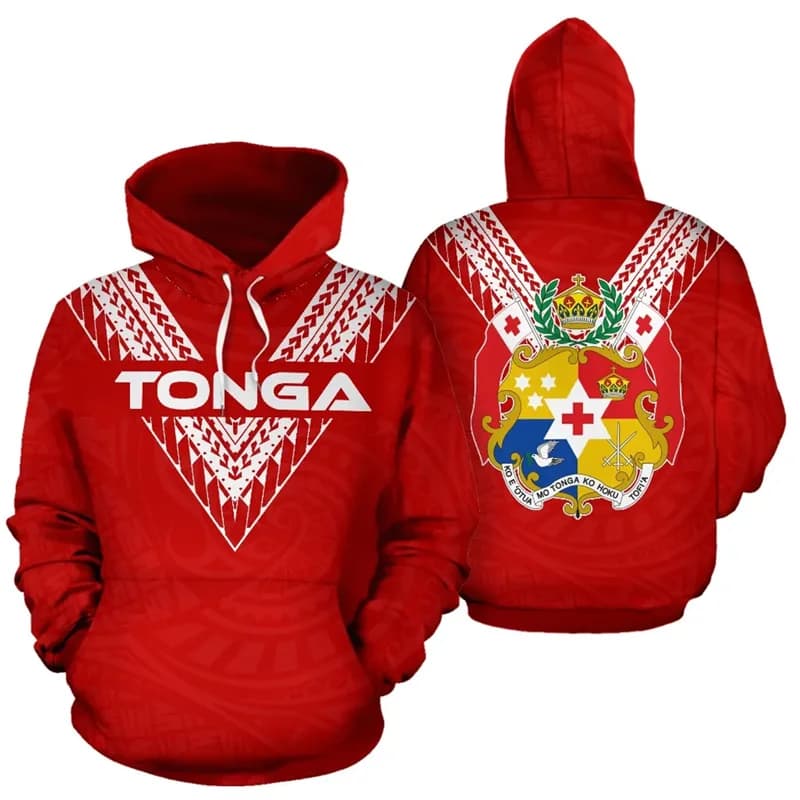 3D stampato The Kingdom Of Tonga Map Flag felpe con cappuccio da uomo Tonga Coat Of Arms Graphic Hooded Hoody pullover Vintage felpe top