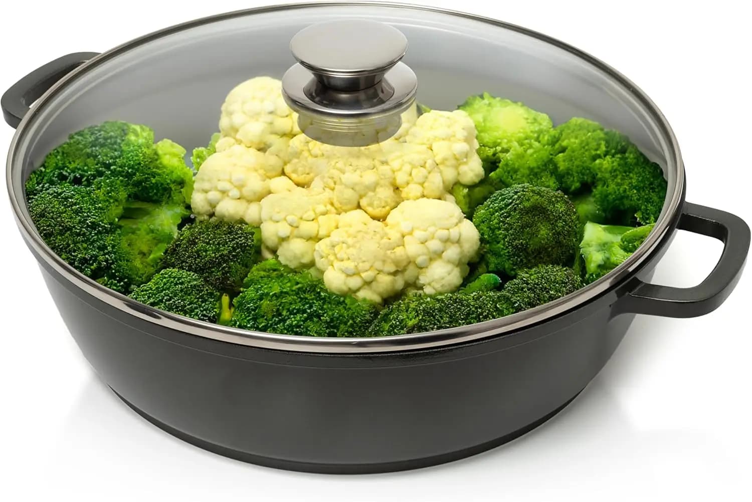 Anti-adhesive 12-inch deep pan with lid, 5 Quarts, Fitted with Oven, Compatible with Dishwasher and Induction