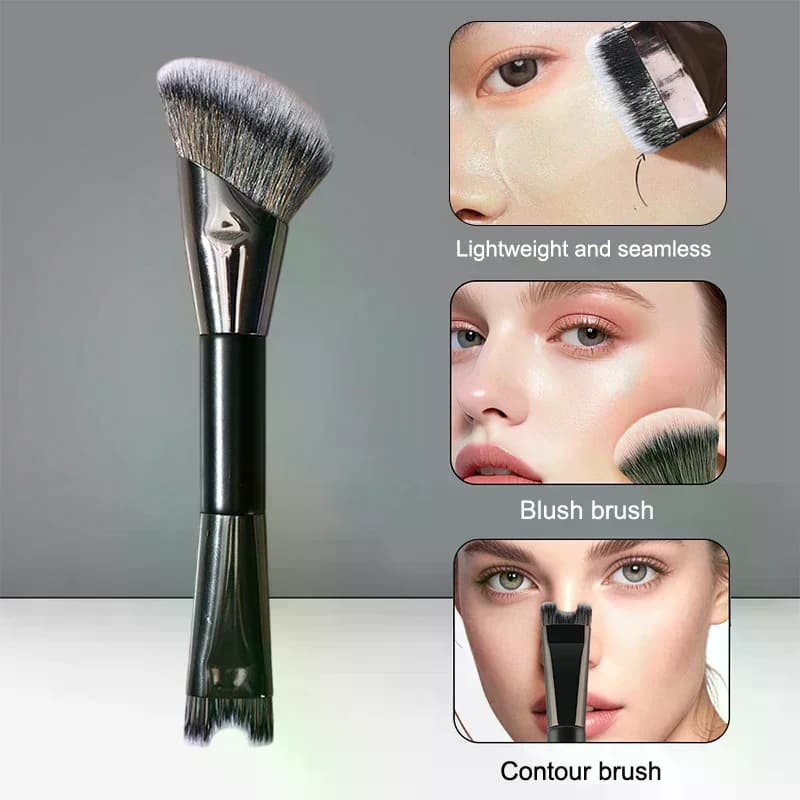 Double Head Makeup Brush Powder Blusher Brush Foundation Brush U-shaped Nose Shadow Contour Brush Multifunctional Beauty Tool