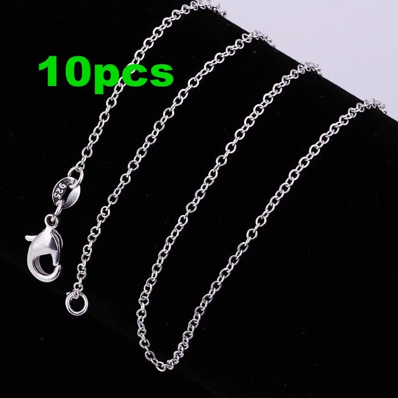 10 pezzi/lotto Collana a catena circolare in argento sterling 925 per donna 40-75 cm, gioielli alla moda per feste, matrimoni, regali di Natale, ciondolo