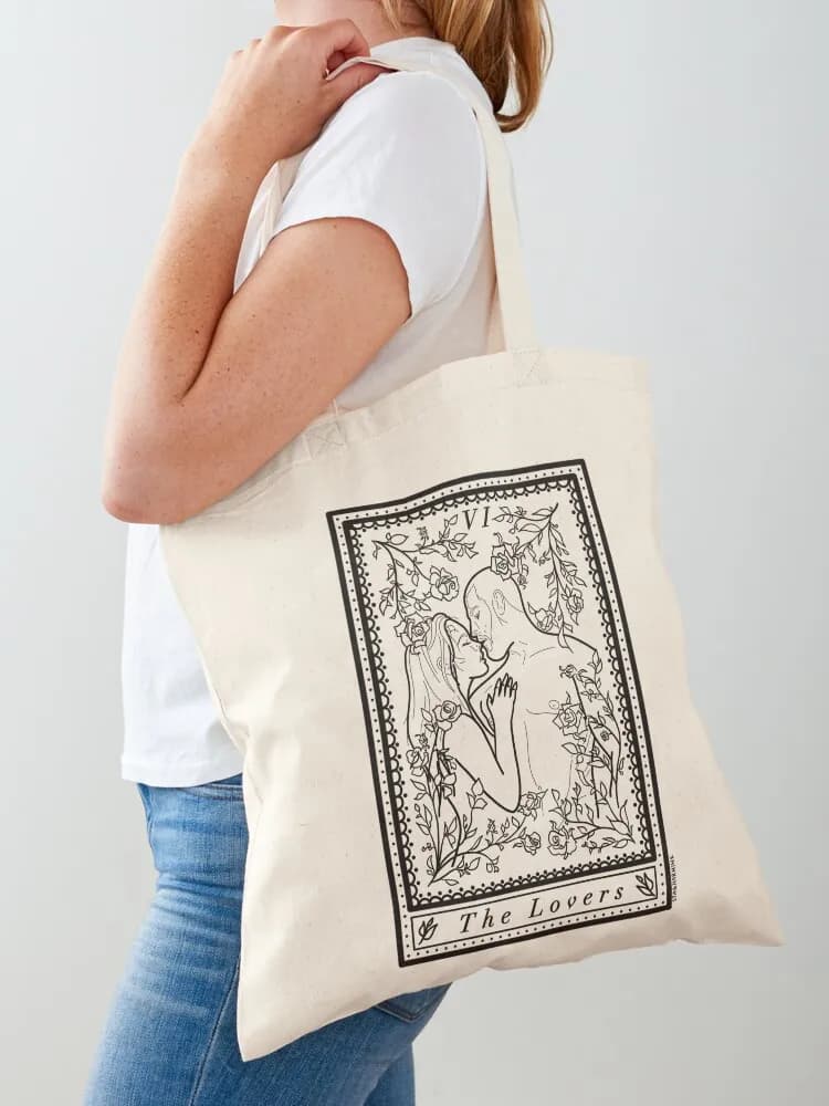 Borsa tote The Lovers Tarot Card pt 2, borsa in tessuto, borsa ecologica, sacchetti per caramelle, borse di lusso da donna