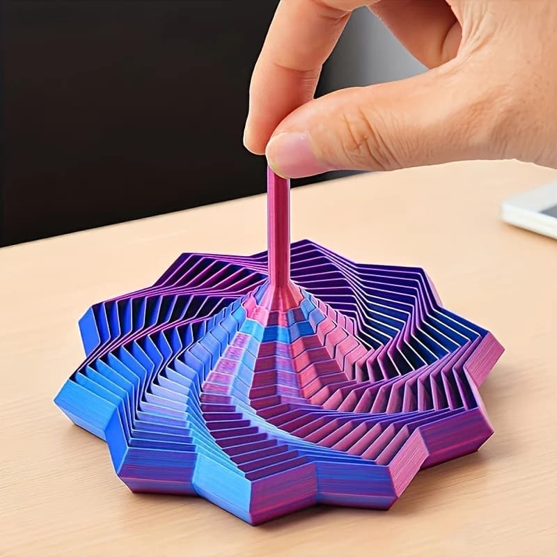 Set di Fidget Spinner a Stella Stampati in 3D, Colore Casuale, 1 Pezzo - 2 Misure con Poligonali Rotanti Sfumati, Decorazione Sensoriale Espandibile per Scrivania