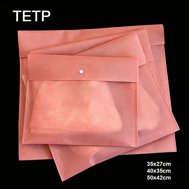 TETP 50Pcs Button Non‑Woven Fabric Garment Inner Packaging Bags Dustproof Envelope Pouch for T‑Shirts Eco‑Friendly Storage