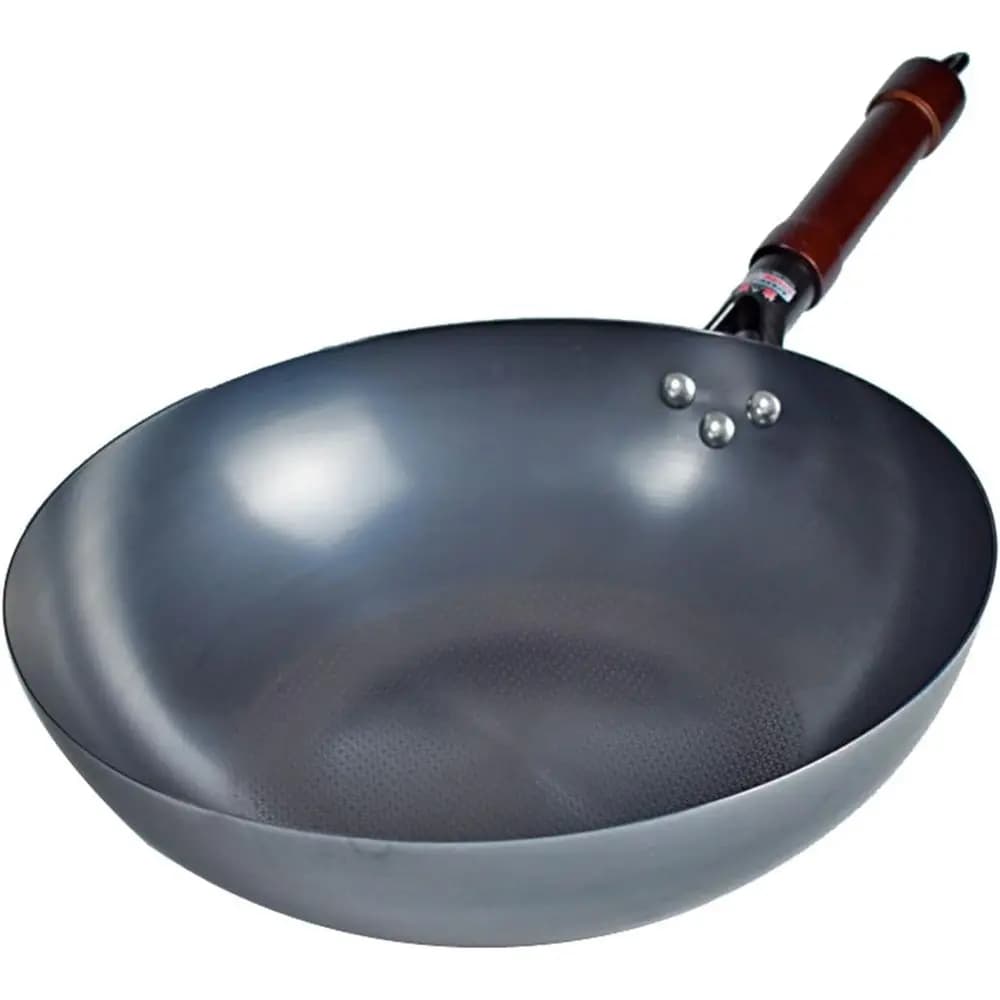 Pre-Seasoned Nonstick Carbon Steel Wok Pan with Lid, Lat Bottom Stir Fry Pan for Chinese Cooking