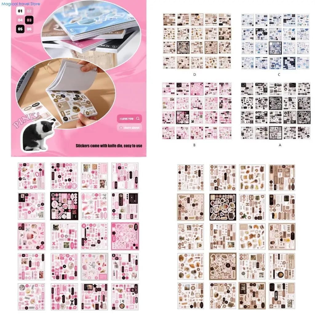 N2UB 20Sheets Background Stickers Aesthetic Stickers for Journal, Notebook Planner