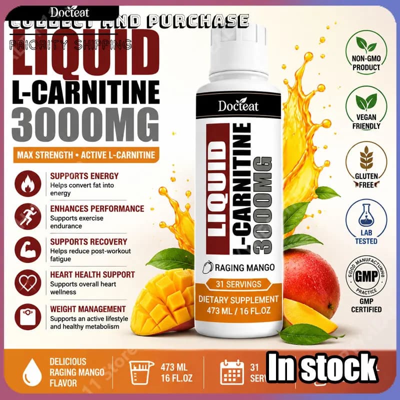 Docteat Energy Supplement with B6 Niacin B12 Thiamine & Carnitine Supports Energy Support Raging Mango Flavor 473 Ml