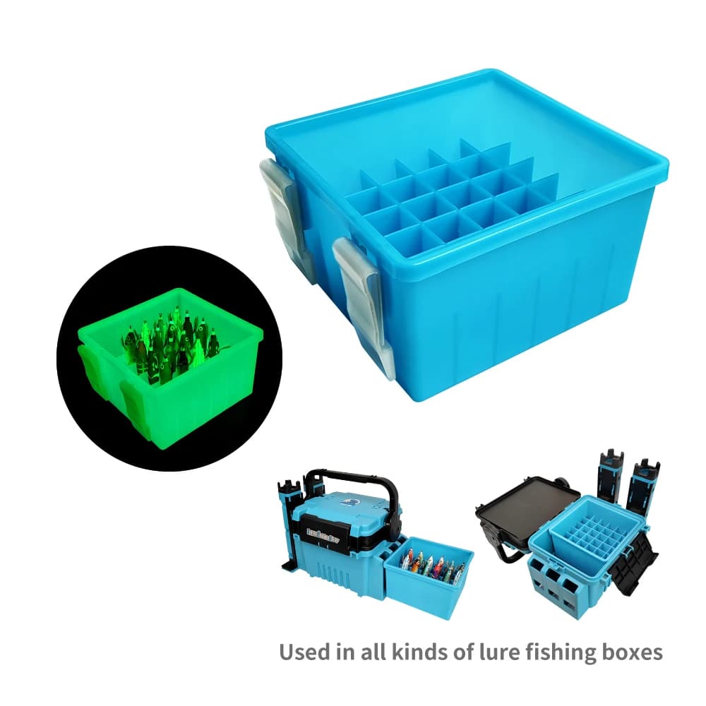 Scatole portaoggetti per pesca luminose Squid Jig Contenitore per esche rigide Scatola per Egi Organizzatore in plastica Custodia per attrezzi per esche Attrezzatura da pesca