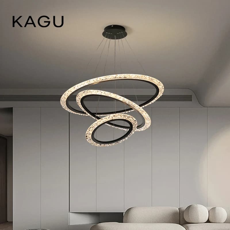 Lampada a sospensione a LED bianca per soggiorno, sala da pranzo, camera da letto, cucina, design moderno in stile di lusso, lampadario a soffitto ad anello dorato