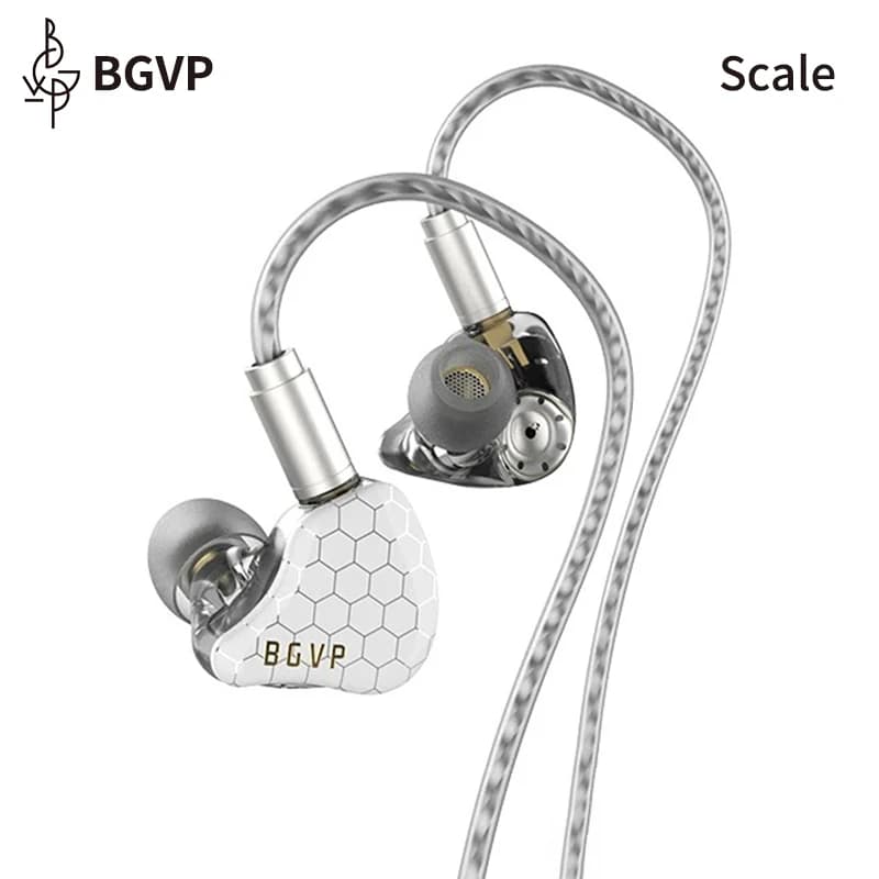 Auricolari cablati BGVP Scale, cuffie monitor HiFi in-ear, 2 driver dinamici, effetti sonori 6D, auricolari da gaming, suono basso, cuffie stereo