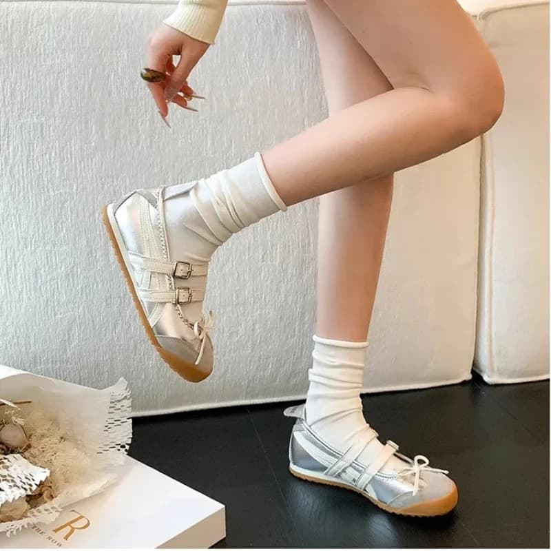 Scarpe basse da donna con fiocco Balletto Danza Mary Jane Scarpe Estate Autunno Sandali per ragazze Moda Nuovo vestito Designer Calzature casual poco profonde