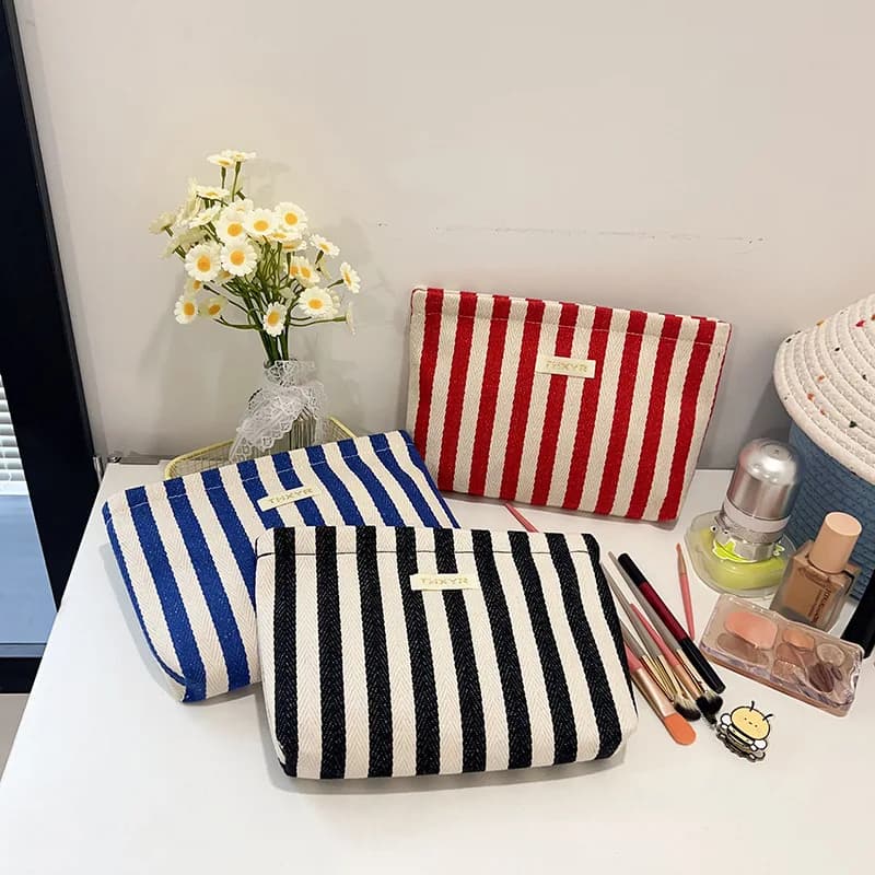 Portamonete da Donna Nuovi, a Righe, Stile Coreano, Semplici e Versatili, Borse Compatte per Cosmetici, Rossetti, Cuffie, Borse Multifunzionali