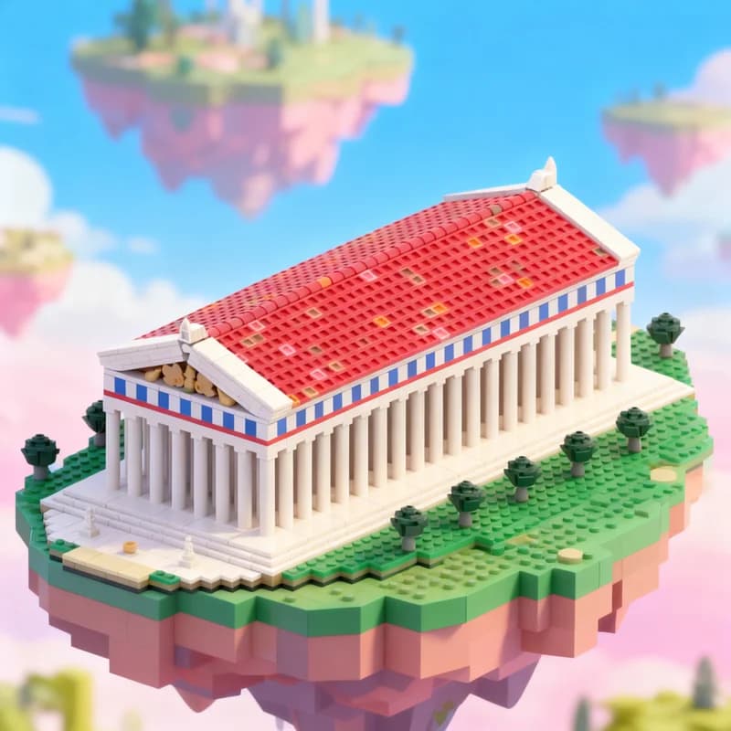 2350pcs MOC The Artemis Temple Architecture Model Building blocks Construction Christmas gifts toy creative DIY idea Education
