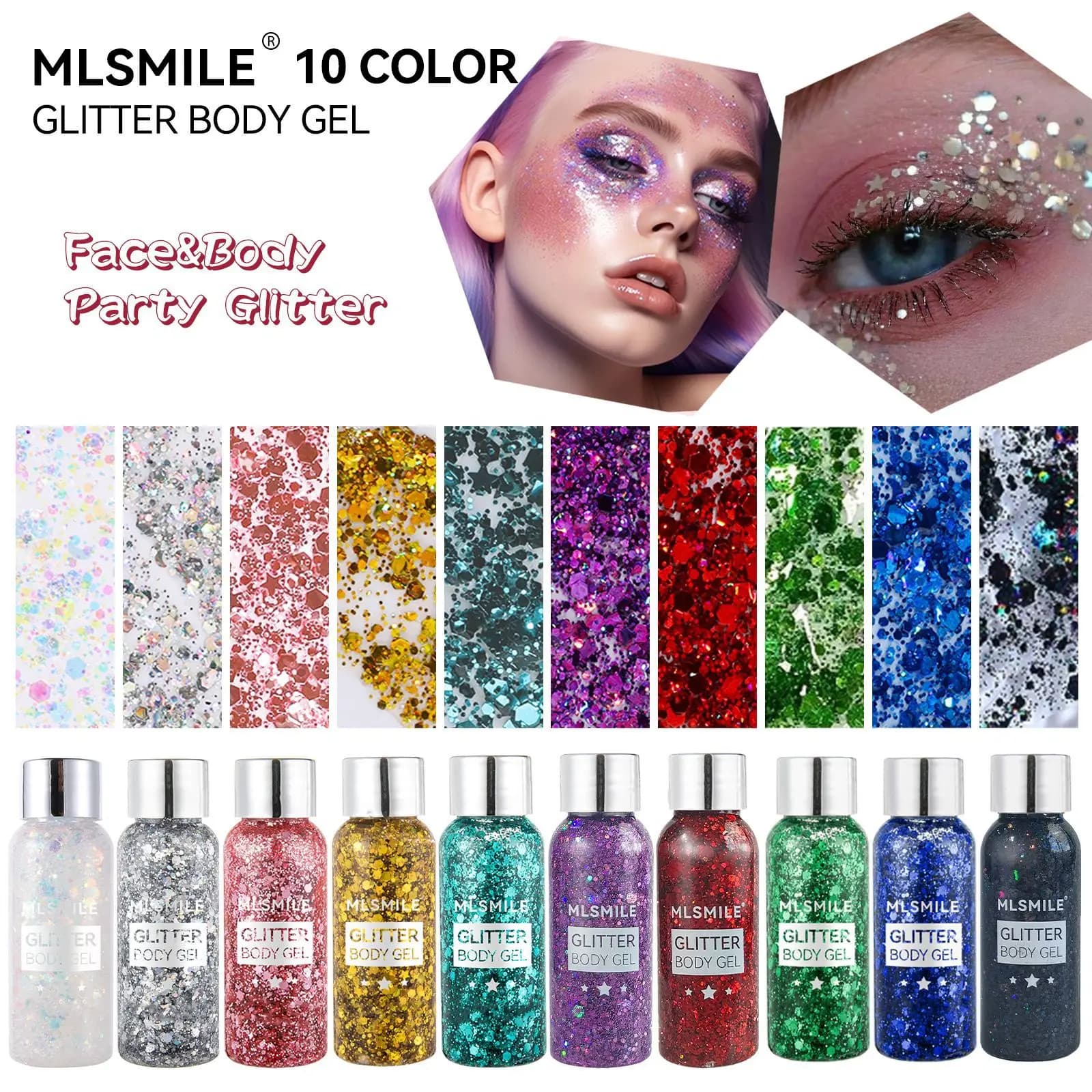 Eye Glitter Nail Hair Body Face Gel Art Waterproof High Gloss Glitter Body multifunzionale Makeup Decoration Party Festival