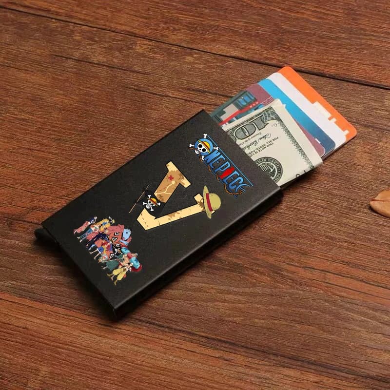 Custodia Protettiva Anti-Scansione per Carte di Credito NFC RFID con Lettere A-Z di Luffy, Anime One Piece, Porta Carte Bancarie Anti-Magnetico
