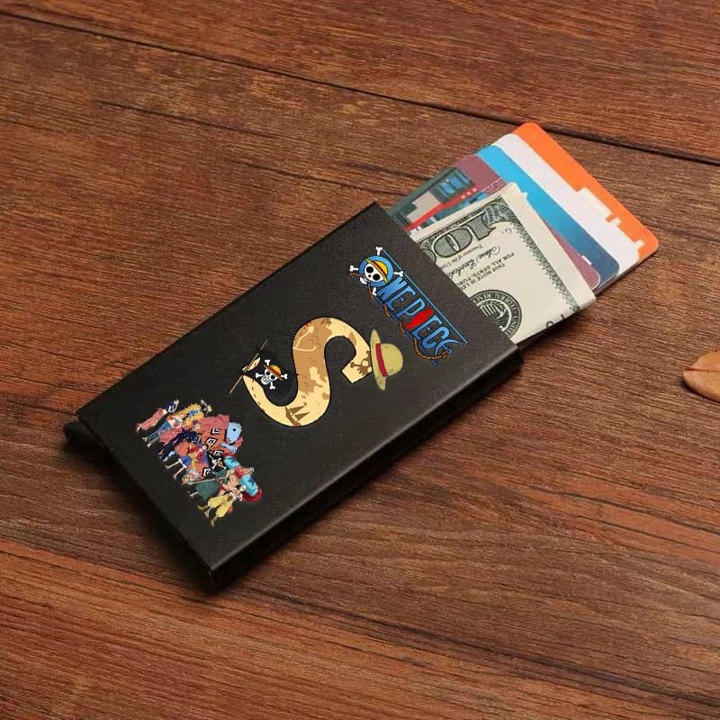 Custodia Protettiva Anti-Scansione One Piece Luffy per Carte, con Lettere Anime A-Z, per Carte di Credito NFC RFID, Anti-Magnetica, Porta Carte Bancarie