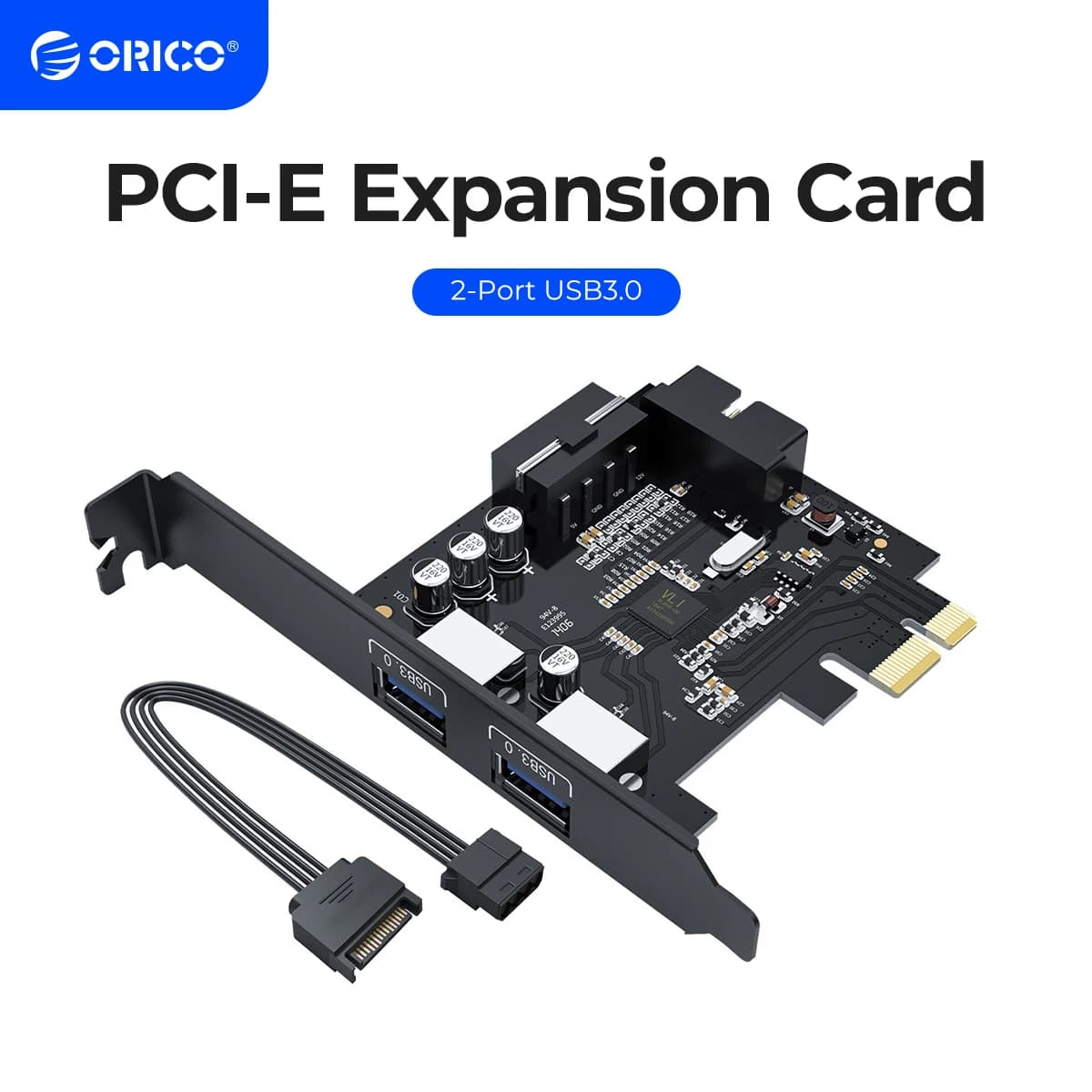 Adattatore per scheda di espansione PCI-E USB 3.0 ORICO scheda adattatore Controller HUB USB 3.0 PCI-E con alimentatore a 15pin scheda di estensione PCI-E