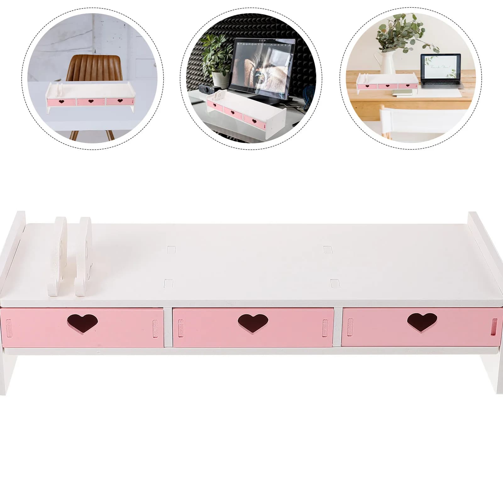 1Pcs Computer Monitor Stand with Drawer Desktop Organizer Riser for Screen Elevation and Clutter Control Smooth Edges Eco