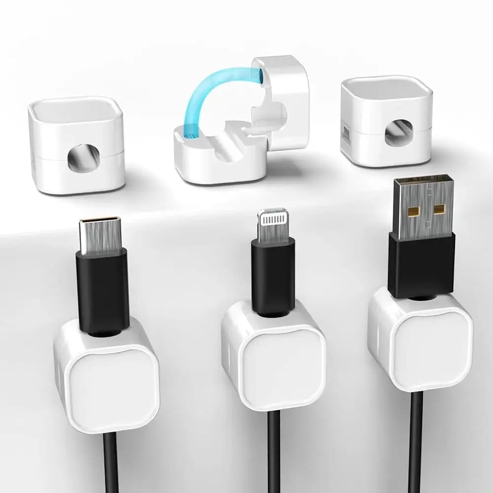 Set di 6 Clip Magnetiche per Cavi, Organizzatore per Gestione Cavi, Supporto per Cavi USB e Caricabatterie