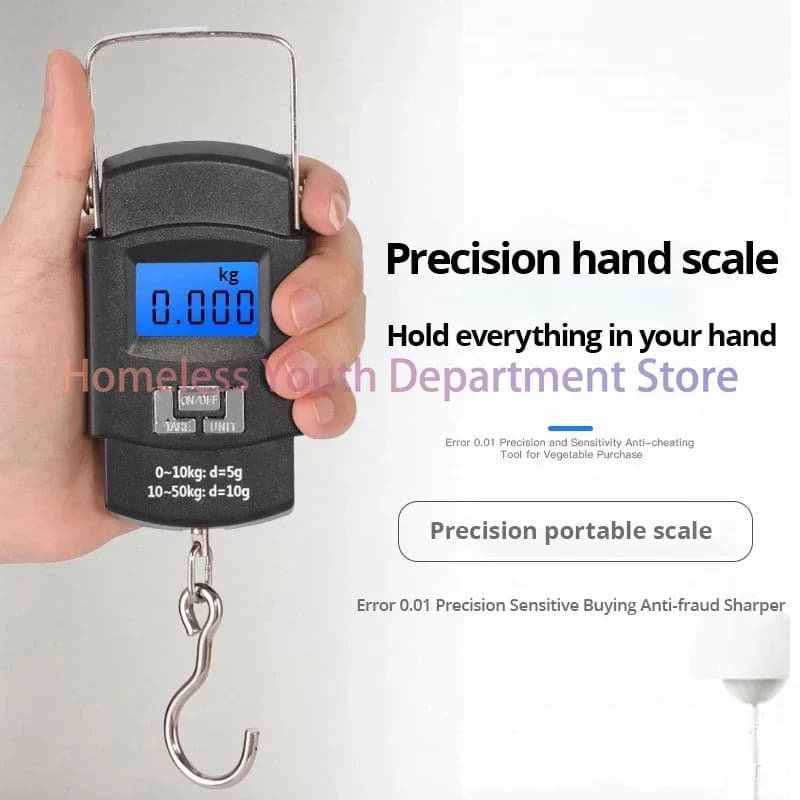 Bilancia Elettronica Portatile per Bagagli da 50kg con Display LCD Digitale, Bilancia per Consegne Express con Gancio, Bilancia Digitale Bilanciata