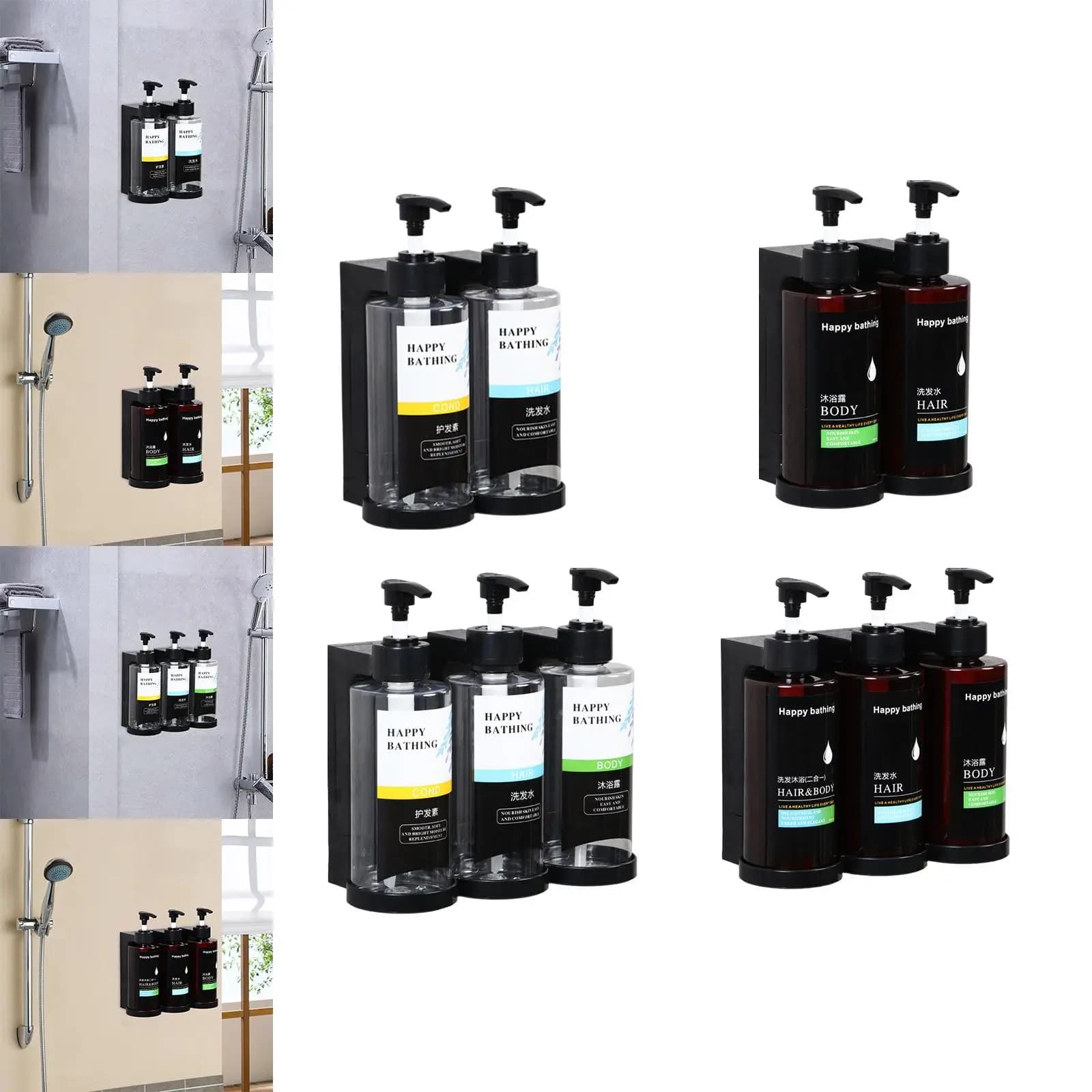 Contenitori Ricaricabili con Pompa, Dispenser Antiscivolo Impermeabile per Doccia, per Hotel, Cucina, Ristorante, Bagno