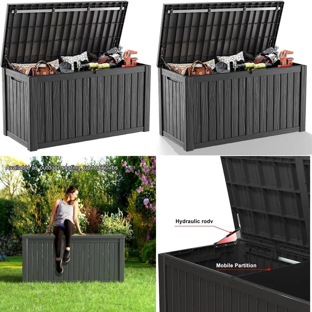 Box da Esterno - Contenitore Impermeabile da 680 Litri per Mobili da Giardino, Attrezzi da Giardino, Cuscini, Accessori per Piscina (Nero)