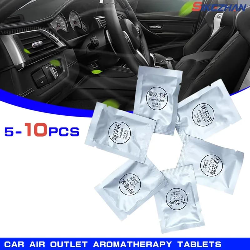 5-10PCS Car Air Grips Aromatherapy tablets Suplement tablets Small fan Pe Solid scented tablets Perfume bearings