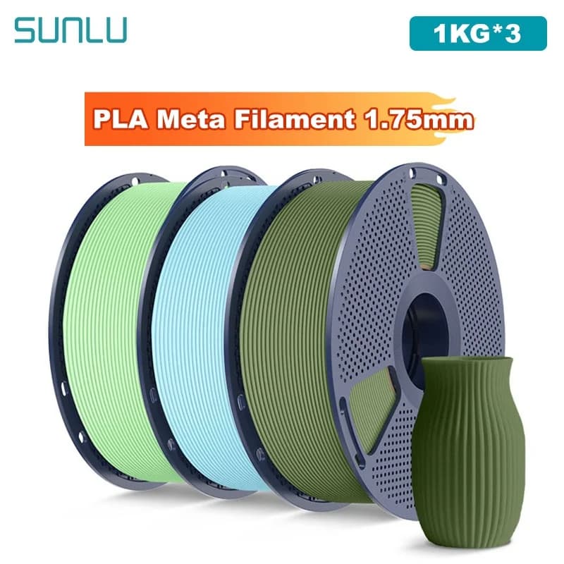 SUNLU 3KG PLA Meta 3D Printer Filament 1.75 mm 1000 g (2.2 pounds) Prewashed Filament without knots Suitable for most FDM printers