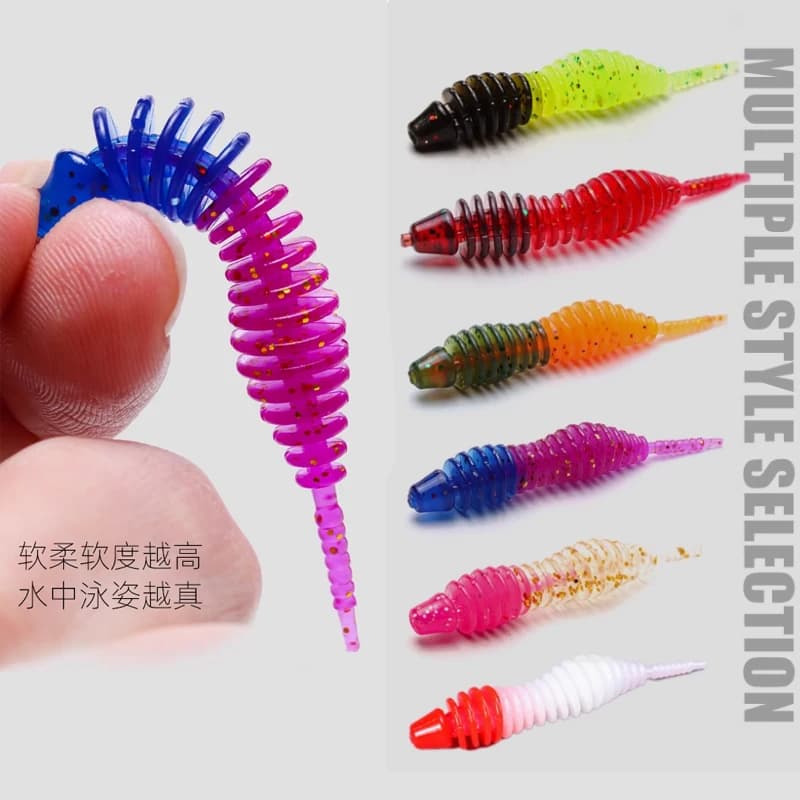MrLurion 10 pieces a box 5 cm 1 g soft bait for fishing, artificial bait grub verme floating bait