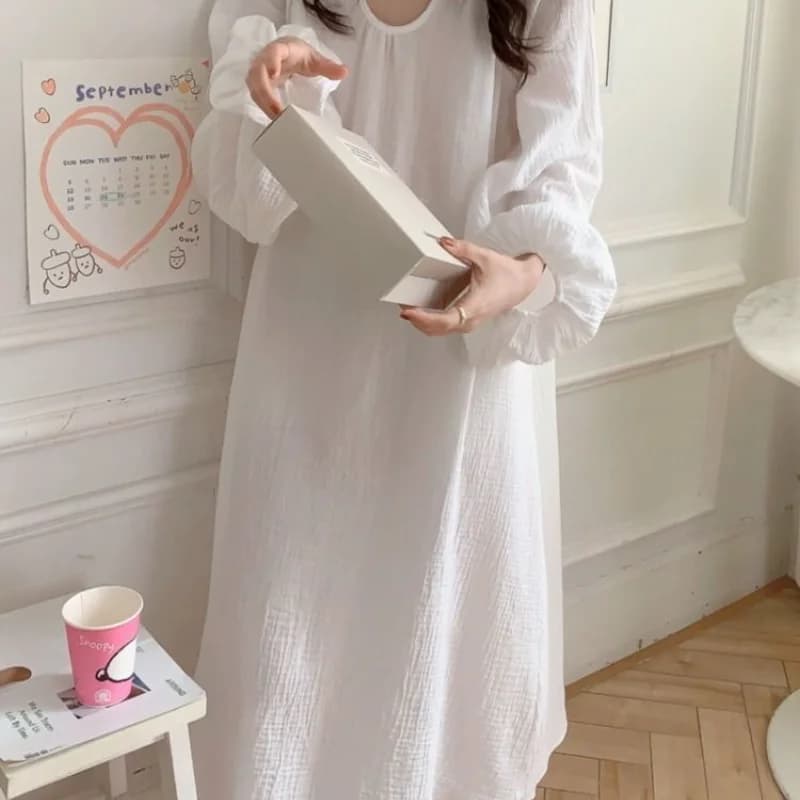 Camicia da notte per donna Primavera Autunno Camicie da notte a maniche lunghe Pigiama Casual Allentato Abbigliamento per la casa Abito stile principessa Nuovo stile